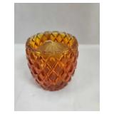 Amber Glass Candle/Toothpick Holder
