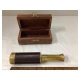 6ï¿½  Handheld Vintage Brass Telescope with Wood