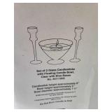 2 Glass Candlestick Holders & a Candle Bowl