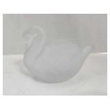 Glass Swan Figurine Dish
