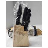 New Knife Set with Wood Block (Box Damage)