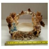 Angels Blowing Horns in Ceramic Basket