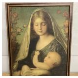 Vintage Mary and Jesus Framed Print (Scratches)