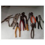 Various Vise Grips, Pliers, etc
