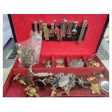 Vintage Case with Men's Jewelty, Tie Clips, Etc