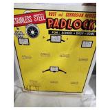 Vintage GLOBEMASTER PADLOCK STORE DISPLAY BOARD