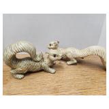 Pair of Ceramic Squirrels (1 leg is broken)