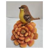 Orange Flower and Bird Figurine