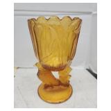 Vintage Amber Bird Vase