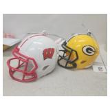Packers and Badgers Helmet Ornaments
