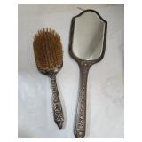 Antique 925 Sterling Brush and Mirror res