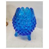 Vintage Fenton Hobnail Blue Egg Vase