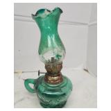Small Green Glass Oil Lamp