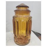 Vintage Amber Glass Canister LE Smith chips