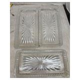 3 Vintage Glass Trays