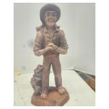 Wood Carving Man Grape Harvester