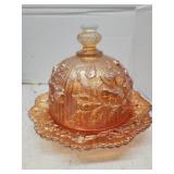 Vintage Carnival Glass Butter Dish