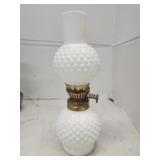 White Hobnail Oil Lamp