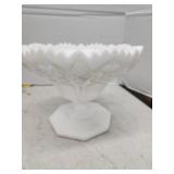 Sawtooth Edge Milkglass Footed Dish