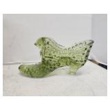 Fenton Hobnail Glass Shoe with Cat