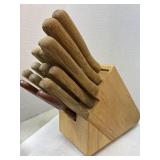 Vintage Set of Knives in Wood Block