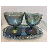 Carnival Glass Sugar and Creamer Set