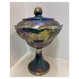 Carnival Glass Lidded Compote