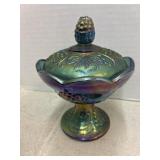 Small Carnival Glass Lidded Compote