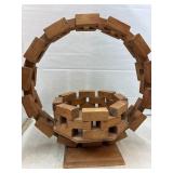 Wood Block Basket Planter