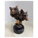 Bronze Finished Resign Wolf Head Statue Decor