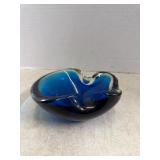 Blue Glass Art Decor Ashtray