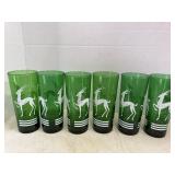 Lot Of Green Glass Gazelle Cups