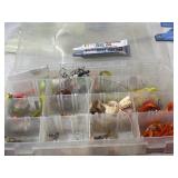 Tackle tray with jig heads, soft plastics and