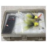 Fly and jig box with flies and ice jigs