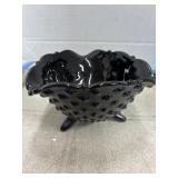 Vintage Black Amethyst Hobnail Glass Bowl