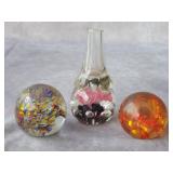 (3) Various Glass Paperweights