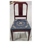 Wooden Chair with Embroidered Cushion