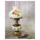 Floral Milk Glass Electric Hurricane? Lamp