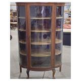 Antique Wooden Claw Foot Curio Cabinet