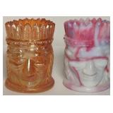 (2) St Clair Glass Toothpick Holders - Elwood IN