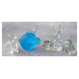 Interpur Frosted Glass Rabbit & 3 Glass Animals