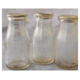 (3) Half Pint Embossed Milk Bottles