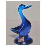 Viking Blue Glass Duck Figurine