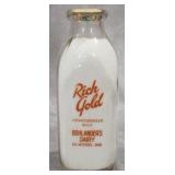 Bohlander Rich Gold Milk Bottle - Elwood Indiana