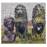 (3) Concrete Lion Statues