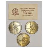 (3) Alexandria IN Sesquicentennial Celeb. Tokens