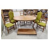 Wooden Table with Leaf & 6 Hickory Chairs