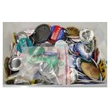 Tote w/ Misc Advertising and Political Buttons