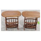 Pair of Wooden End Table/Magazine Rack