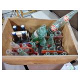 Wooden Crate w/ Various Brand Soda Bottles